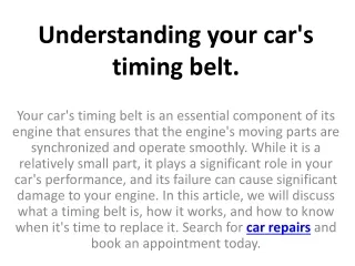 understanding your car s timing belt