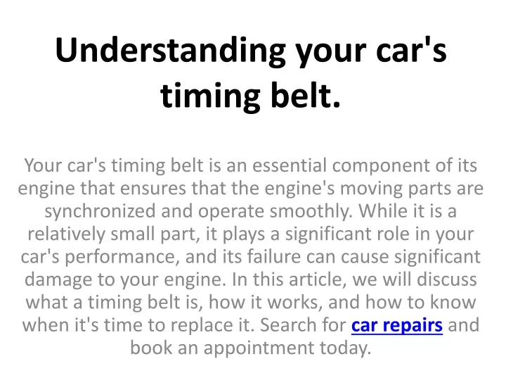 understanding your car s timing belt