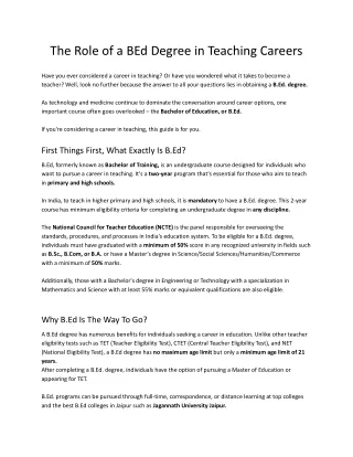 The Role of a BEd Degree in Teaching Careers.docx