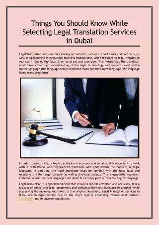 Things You Should Know While Selecting Legal Translation Services in Dubai