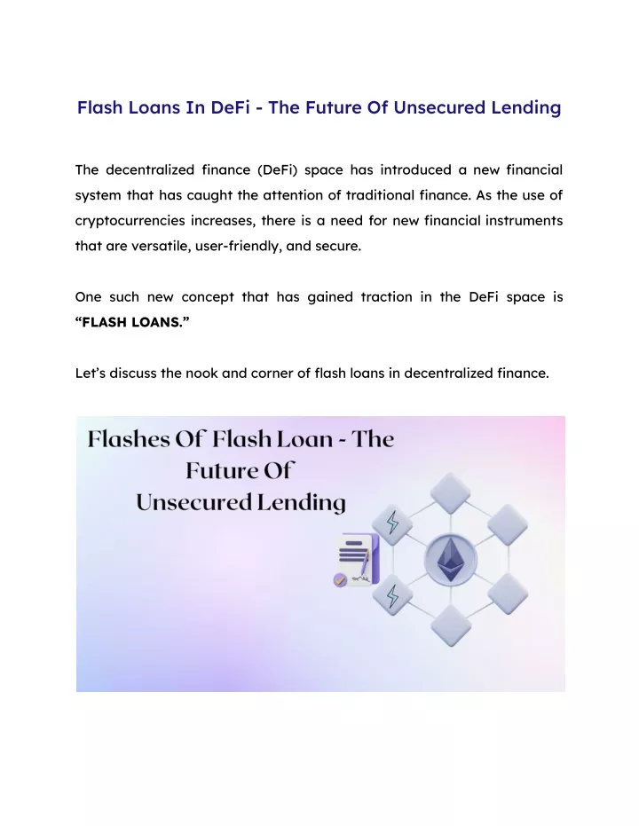 flash loans in defi the future of unsecured