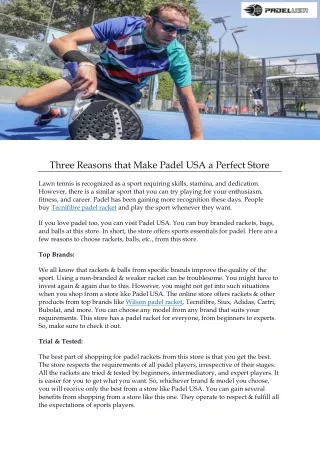 Three Reasons that Make Padel USA a Perfect Store