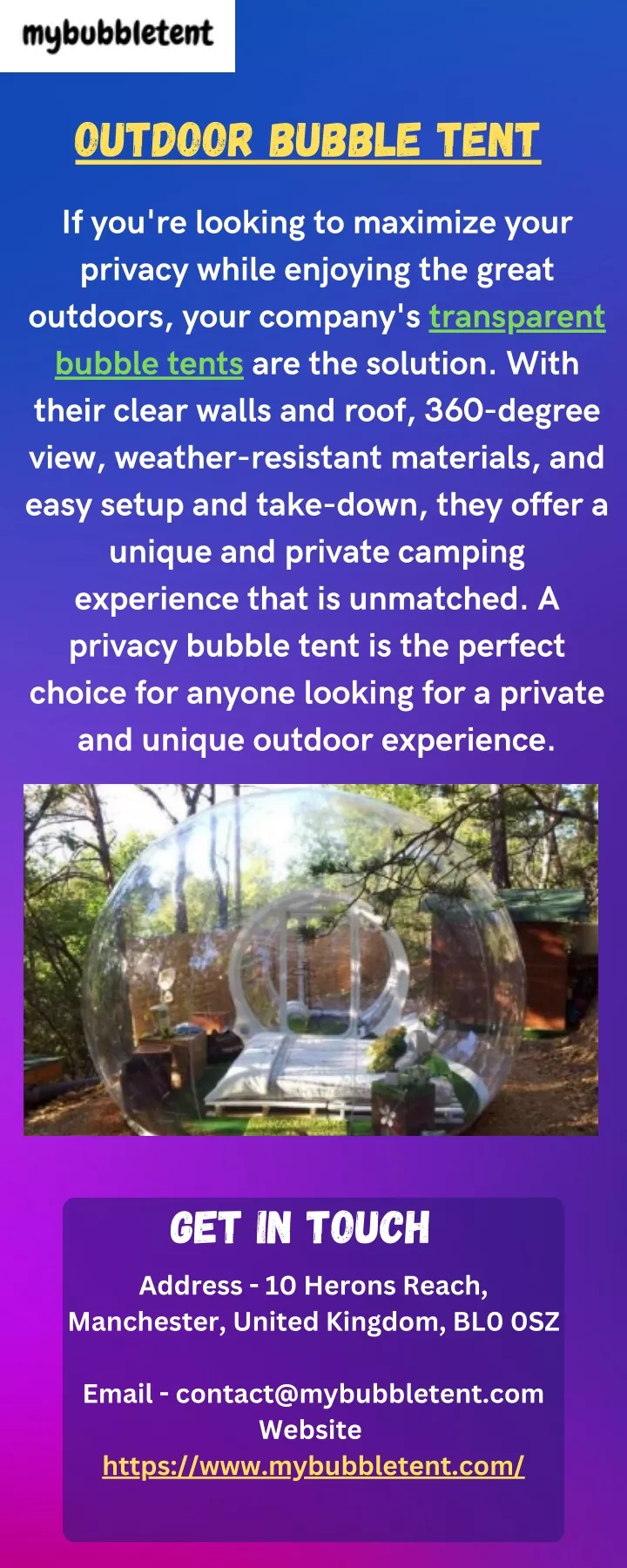 outdoor bubble tent