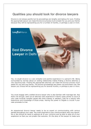 Qualities you should look for divorce lawyers
