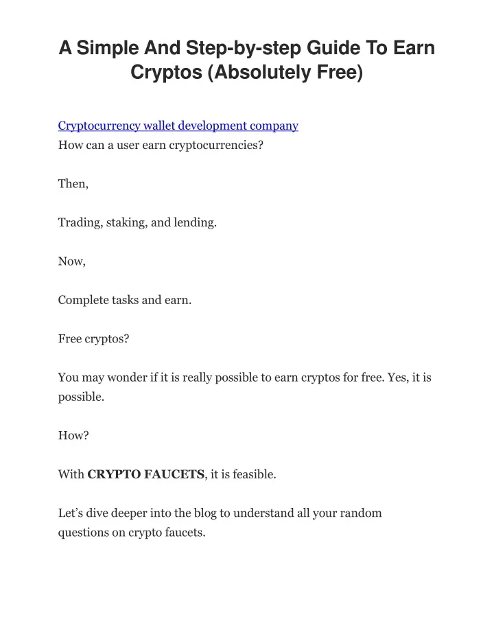 a simple and step by step guide to earn cryptos