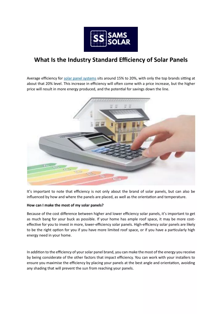 what is the industry standard efficiency of solar