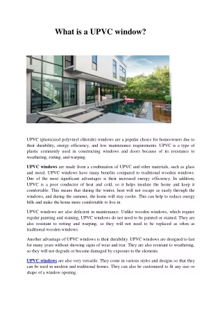 what is a upvc window
