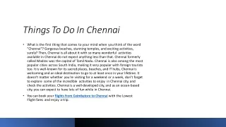 Things To Do In Chennai