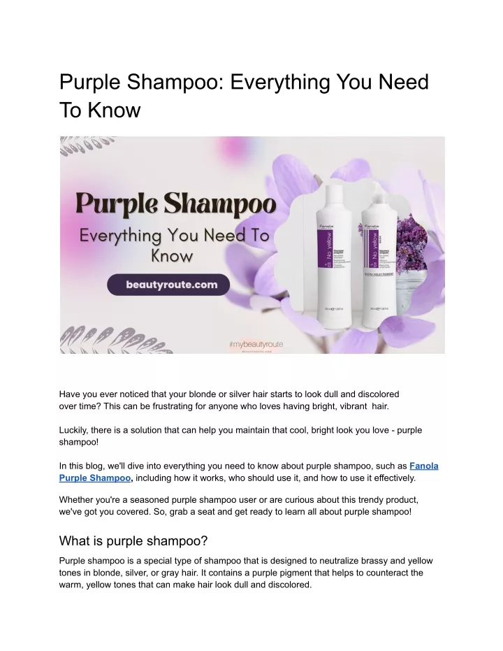purple shampoo everything you need to know