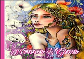 download Flowers & Gems: Greyscale Adult Coloring Book, spiral bound coloring bo