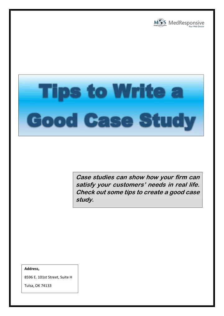 tips to write a tips to write a good case study