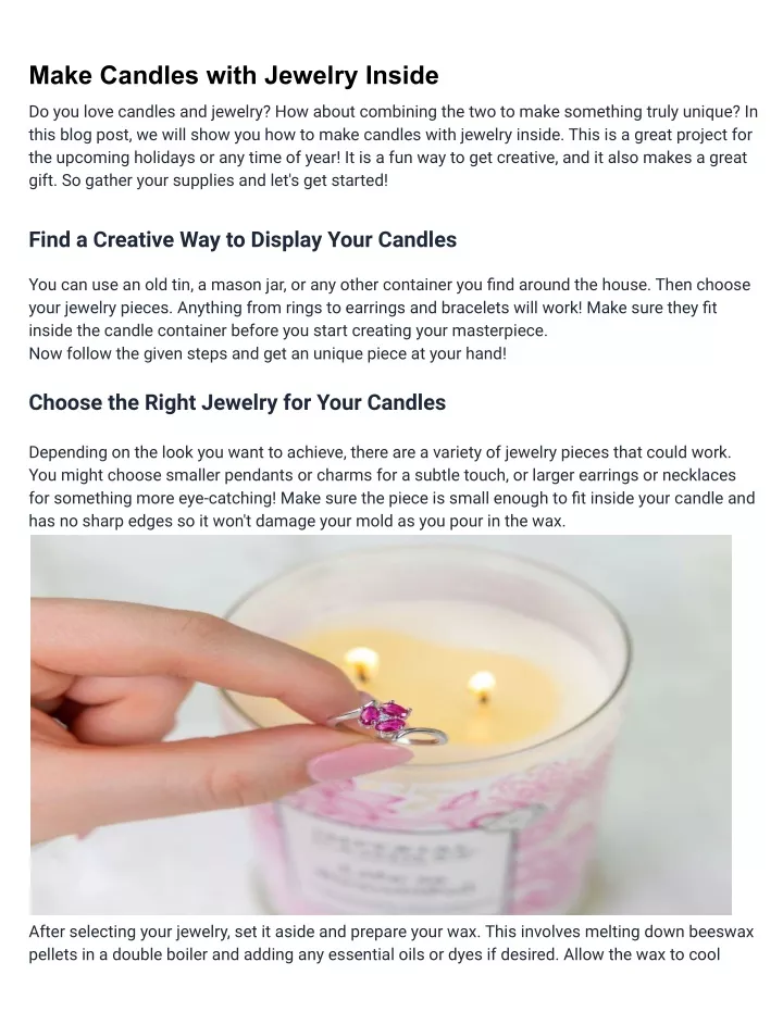 make candles with jewelry inside