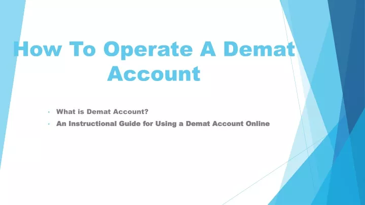 how to operate a demat account
