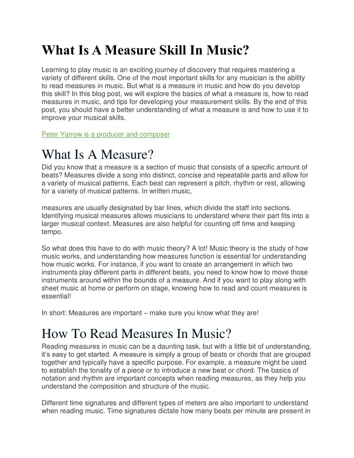 what is a measure skill in music