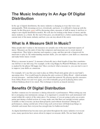 The Music Industry In An Age Of Digital Distribution
