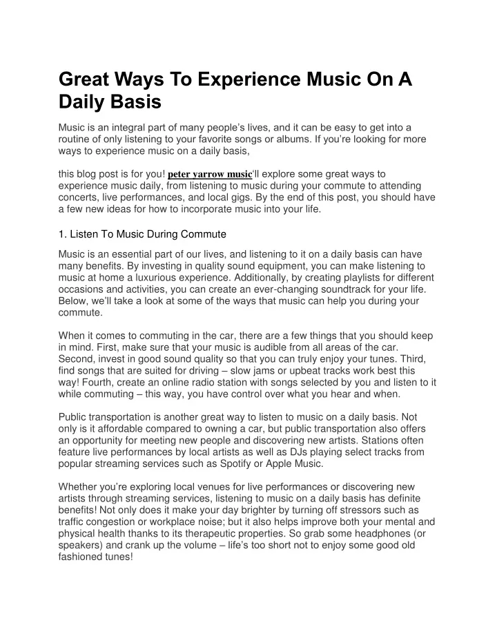 great ways to experience music on a daily basis