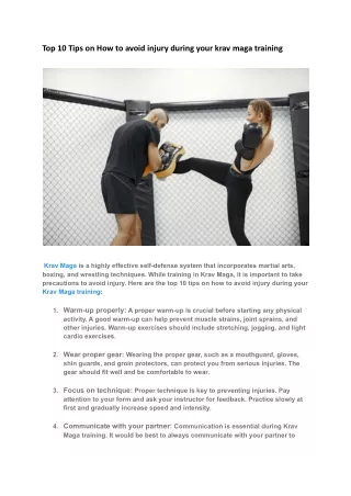 Top 10 Tips on How to avoid injury during your krav maga training