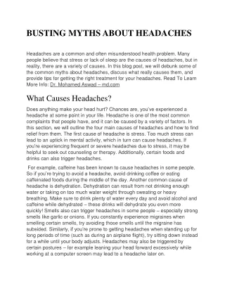 BUSTING MYTHS ABOUT HEADACHES
