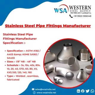 Pipe Fittings | Elbow Pipe Fittings | Tee Pipe Fittings | Western Steel Agency