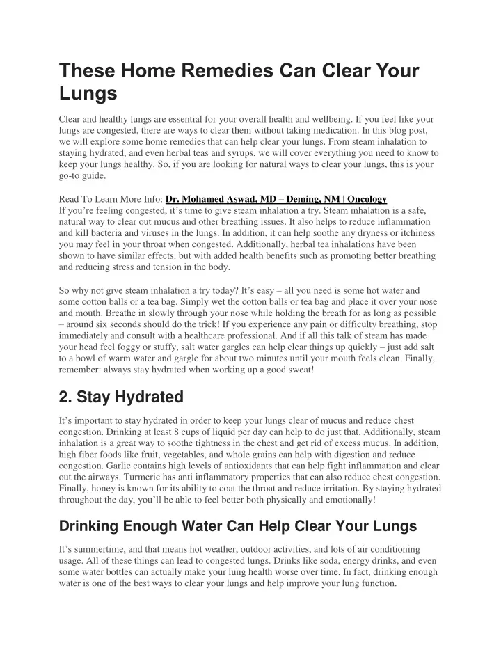 these home remedies can clear your lungs