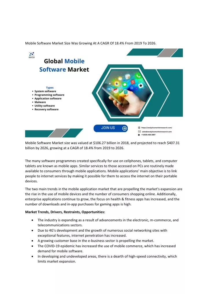 mobile software market size was growing at a cagr