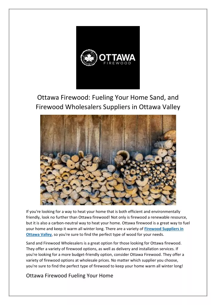 ottawa firewood fueling your home sand