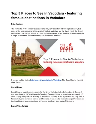 Top 5 Places to See in Vadodara_ A blog featuring famous destinations in Vadodara