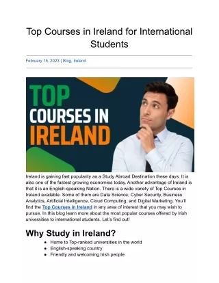 Top Courses in Ireland for International Students