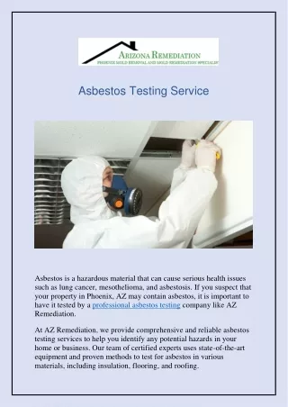 Asbestos Testing Services - AZ Remediation