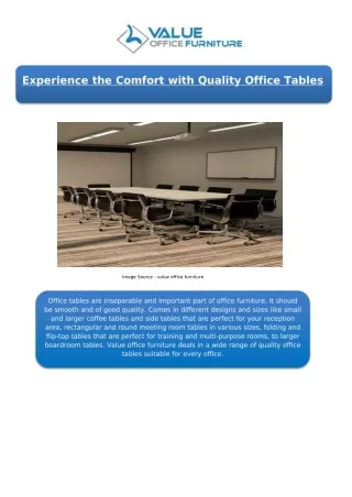 Experience the Comfort with Quality Office Tables