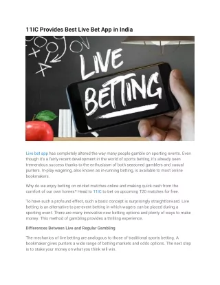 11IC Provides Best Live Bet App in India