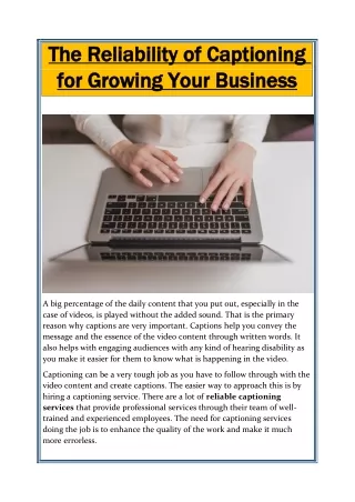 Most High Grade Captioning for Your Business