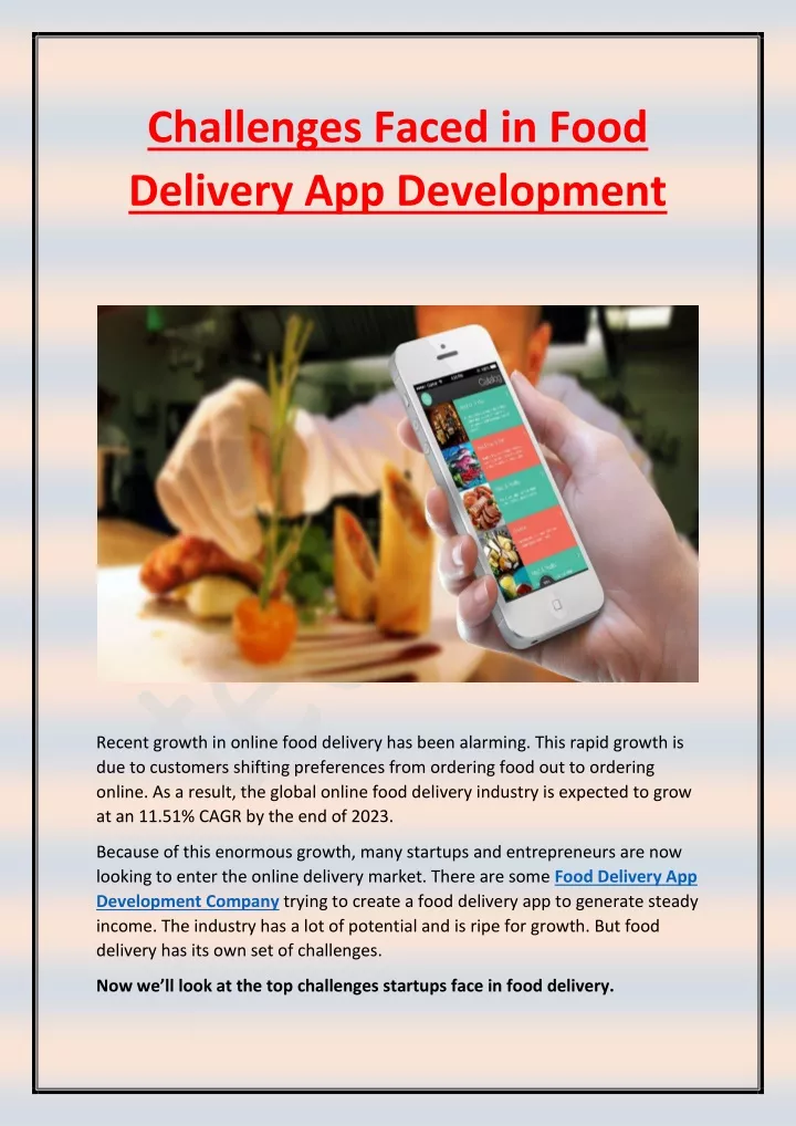 challenges faced in food delivery app development