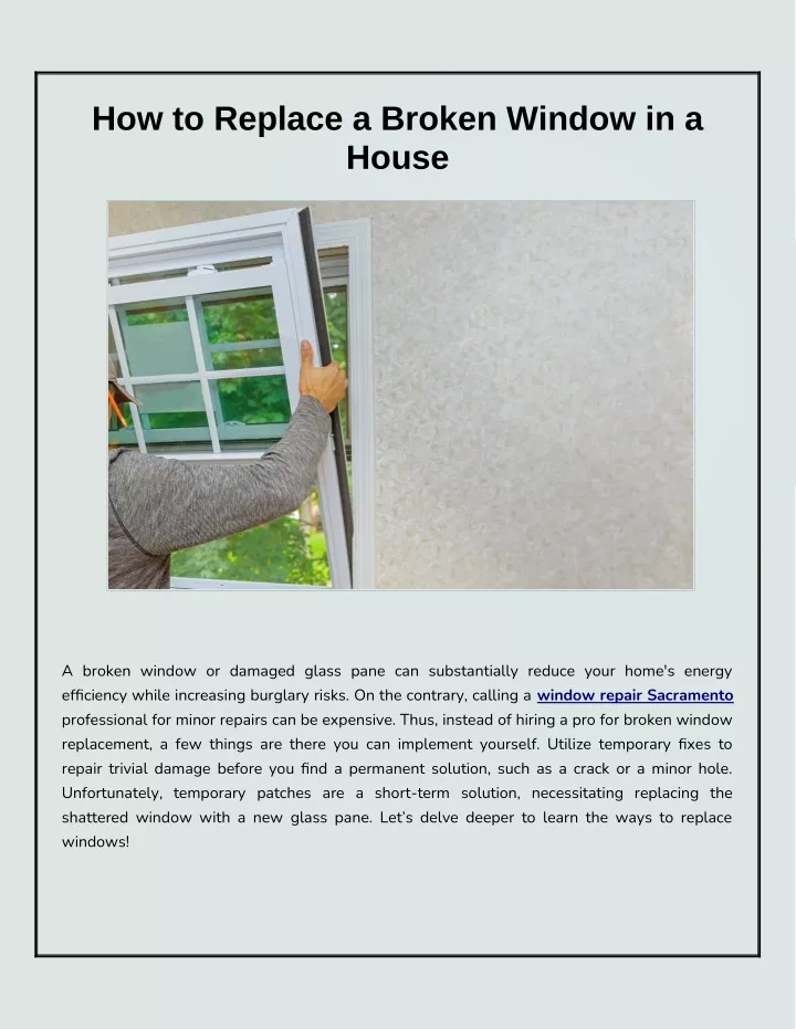 how to replace a broken window in a house