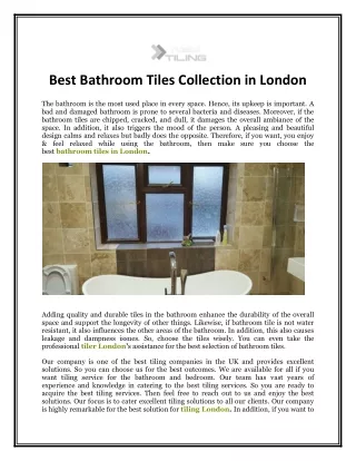 Best Bathroom Tiles Collection in London