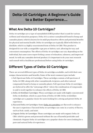 Delta-10 Cartridges A Beginner's Guide to a Better Experience….