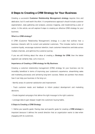 8 Steps to Creating a CRM Strategy for Your Business