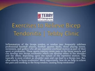 Exercises to Relieve Bicep Tendonitis| Tebby Clinic
