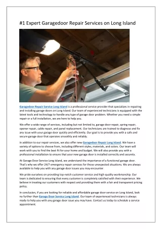 #1 Expert Garagedoor Repair Services on Long Island