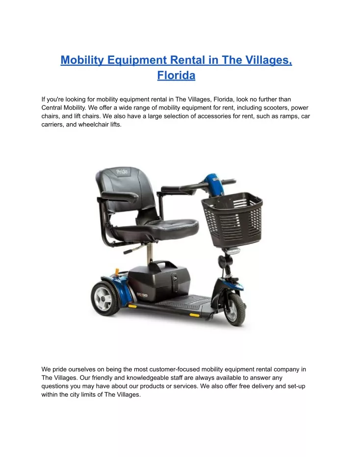 mobility equipment rental in the villages florida