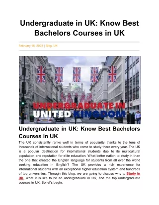 Undergraduate in UK_ Know Best Bachelors Courses in UK