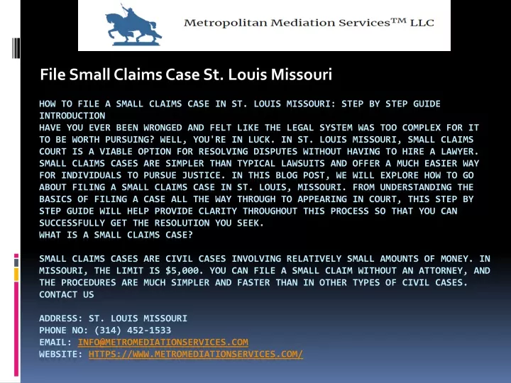file small claims case st louis missouri