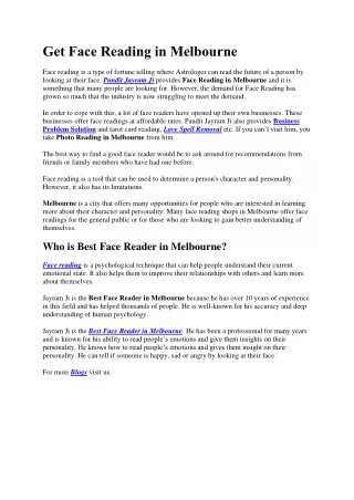 Get Face Reading in Melbourne -Pandit Jayram