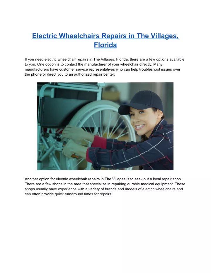 electric wheelchairs repairs in the villages