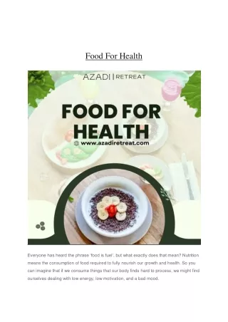 Food For Health