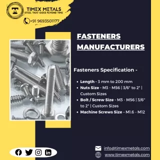 Fasteners Manufacturers| Bolt Manufacturer| Nut Manufacturer|timex metals