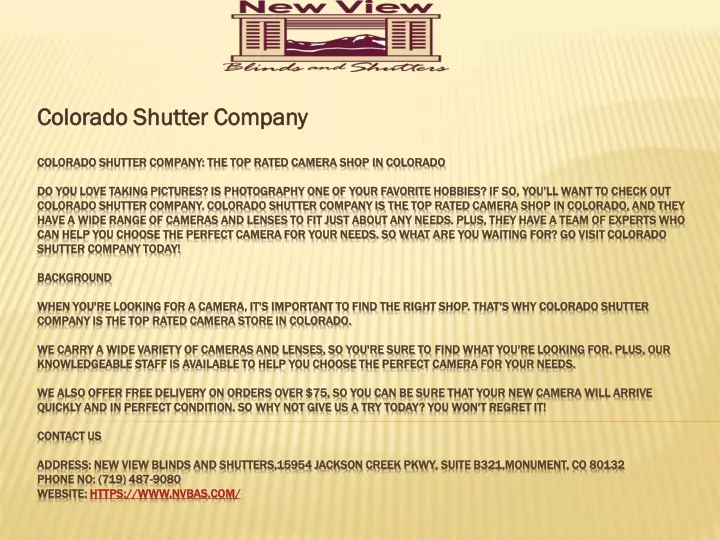 colorado shutter company