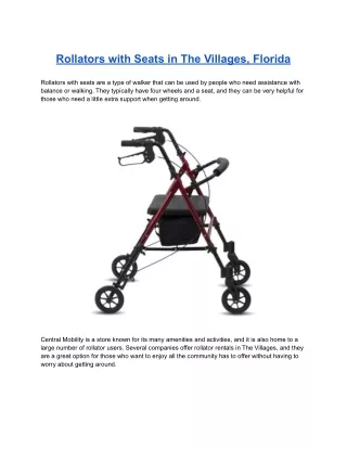 rollators with seats in the villages florida