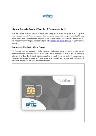 Iridium Prepaid Account Top up - 5 Reasons to do it