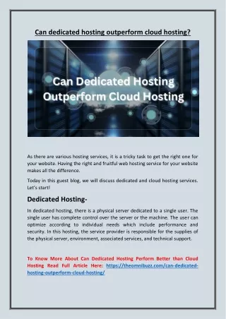 can dedicated hosting outperform cloud hosting